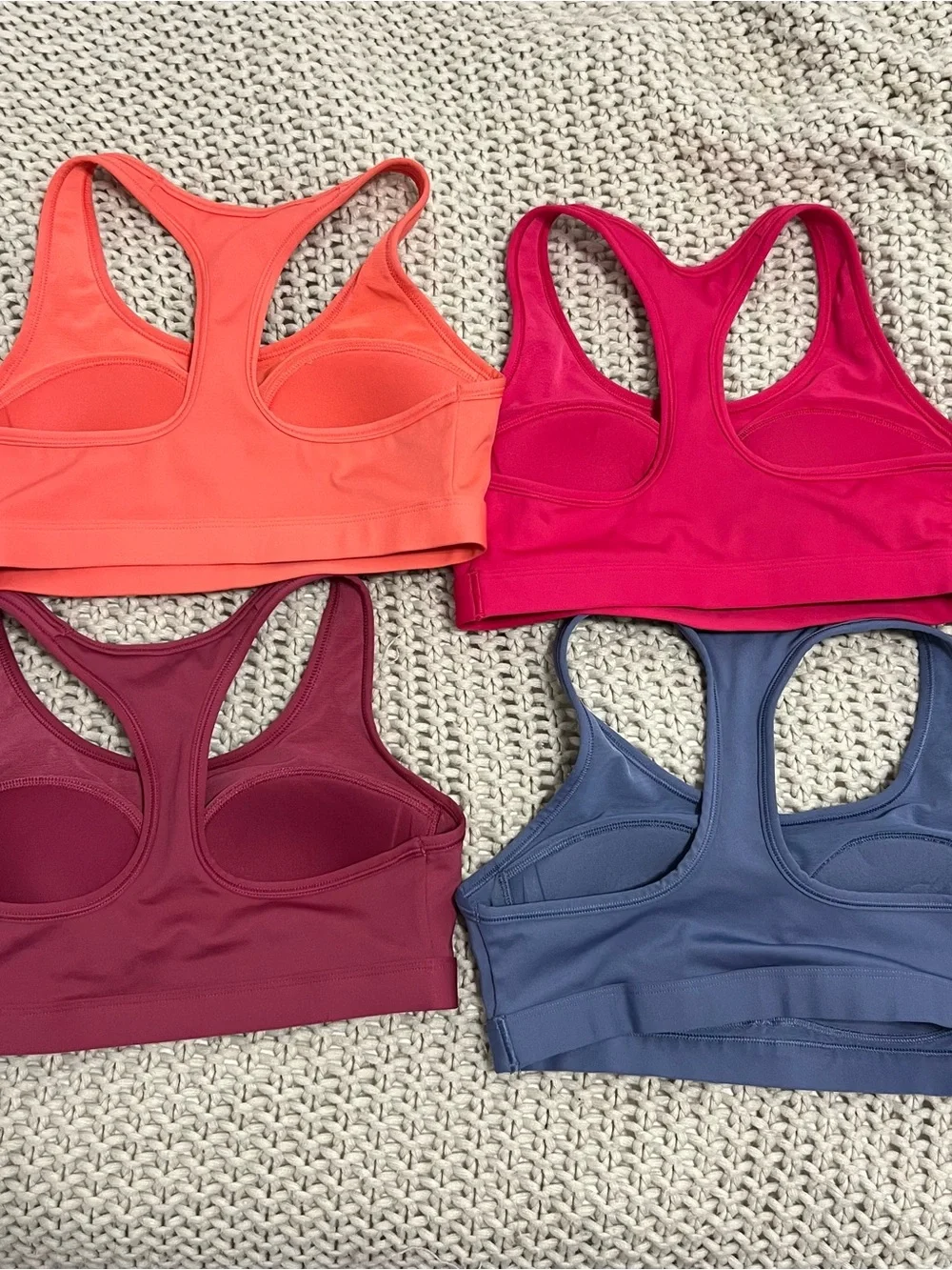 Nike Women’s Racerback Sports Bras - Coral, Raspberry, Plum, Slate Blue